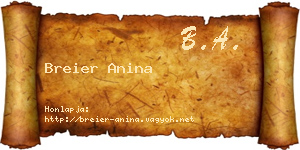 Breier Anina névjegykártya